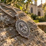 Virgin Mary Prayer Medal Necklace – S925 Sterling Silver Catholic Pendant