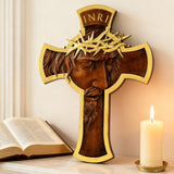 Sacred Thorn Crown Wooden Cross ✝️ | Hand-Carved Beechwood Crucifix with Crown of Thorns