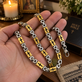 Men’s Christian Cross Link Necklace & Bracelet – 316L Titanium Steel Faith Jewelry