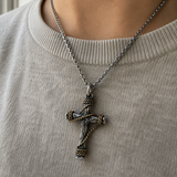 Hand-Wrapped Antique Copper Cross Necklace – Christian Faith Pendant