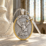 The Protection Amulet of St. Michael Archangel with a Sword Pendant Necklace