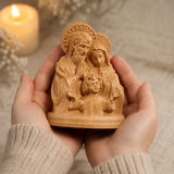 Hand-carved beechwood statue of the Holy Family – Jesus, Mary and Joseph