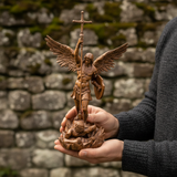 St. Michael the Archangel - Hand Carved Boxwood Sculpture - Spiritual Guardian for Prayer Spaces