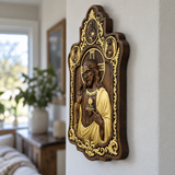 Saint Benedict & Sacred Heart of Jesus Handcrafted Beechwood Wall Plaque