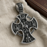 Double-sided S925k silver pendant depicting the Passion of Christ and St. George slaying the dragon.