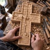 Christ Still Reaches Down – Hand-Carved Beechwood Savior Cross