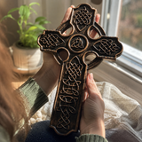 Solid Beechwood Celtic Cross - Hand-Carved Christian Wall Cross - Meaningful Religious Gift