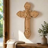 Hand-Carved Beechwood Our Lady of Guadalupe Wall Cross – Catholic Christian Home Décor - craftsmanship detail