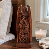 Hand-Carved Solid Beechwood Nativity Scene Sculpture – Holy Family Christian Decor