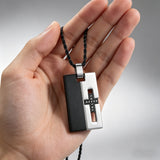 Modern Minimalist Black & Silver Cross Dog Tag Pendant Necklace