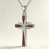 Vintage Wood Grain Cross Necklace – Timeless Faith & Modern Craft