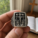 S925K Silver Handcrafted Jesus Crucifixion Scene Ring
