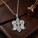 Celtic Knot Winged Cross Necklace – Faith, Protection & Angelic Grace