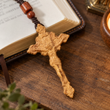 Hand-Carved Wooden Crucifix Pendant – Jesus Cross Christian Faith Car Charm & Prayer Gift