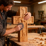 BGCOPPER Savior Jesus Cross - Carved from Natural Wood