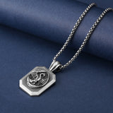 PURE TIN Medieval Winged Dragon Amulet Necklace
