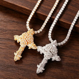 Rose Cross Iced Out Pendant Necklace – Divine Love & Eternal Devotion