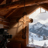 Hand-Carved White Ash Wood Cross - Sacred Christian Home Altar Decor for Christmas & Spiritual Gifting