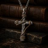 Hand-Wrapped Antique Copper Cross Necklace – Christian Faith Pendant