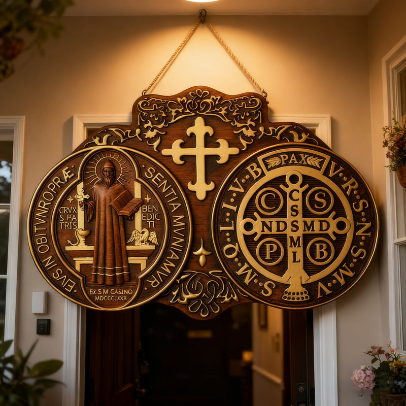 St. Benedict's Exorcism Medal Christian Exorcism Plaque - Wall Decor
