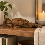 Hand-Carved Sleeping Saint Joseph Wooden Statue – Catholic Religious Home Decor, Prayer & Faith Gift