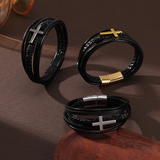 Handmade personalized cross bracelet in high quality leather