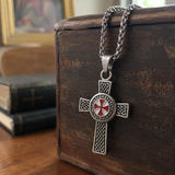 Knights Templar Celtic Knot Cross Necklace for Men, Red Enamel Templar Symbol Stainless Steel Pendant Product Parameters