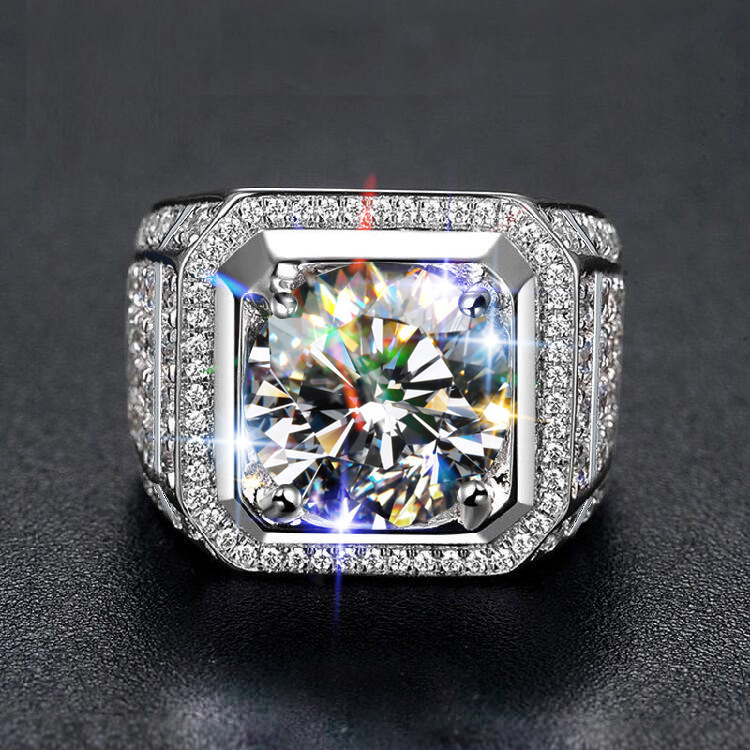 One Carat Super Luxury Moissanite Diamonds Men's Ring