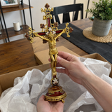 Hand-Painted Metal Jesus Christ Crucifix: Sacred Home Decor