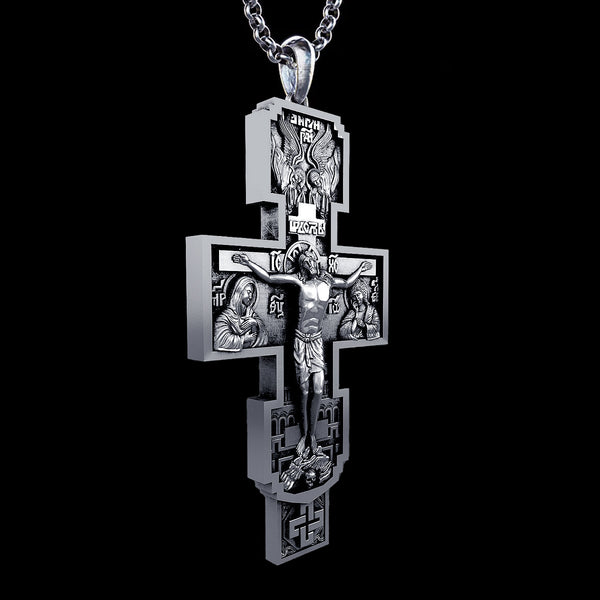 S925K Silver Orthodox Crucifixion Necklace