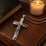 Stainless Steel Cross Pendant with Scripture – Comes with a 24-inch chain
