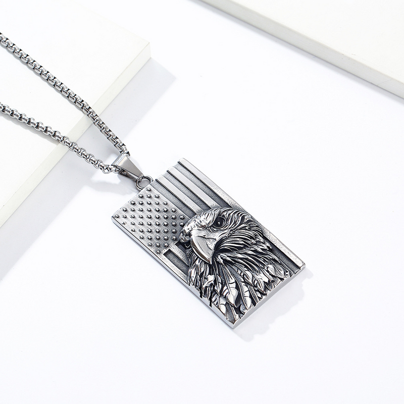 American Flag Bald Eagle Flag Necklace