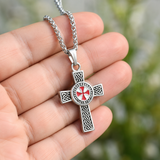Knights Templar Celtic Knot Cross Necklace for Men, Red Enamel Templar Symbol Stainless Steel Pendant Product Parameters