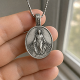 Pure Tin Miraculous Medal Virgin Mary Necklace