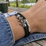 Anchor of Hope Double-Wrap Braided Leather Bracelet