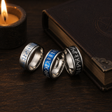 Glow In The Dark Viking Elder Futhark Rune Rotatable Spinner Stainless Steel Anxiety Relief Ring