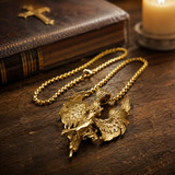Vintage Archangel Stainless Steel Necklace, 3D Embossed Angel Pendant Box Chain for Men