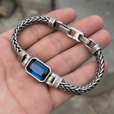 Vintage Sapphire Braided Copper Bracelet - craftsmanship detail