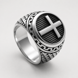 Vintage Cross Signet Ring, Religious Faith Men’s Ring