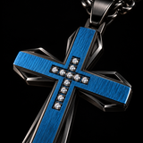 Brushed & Faceted Titanium Steel Cross Necklace – Modern Faith, Bold Devotion