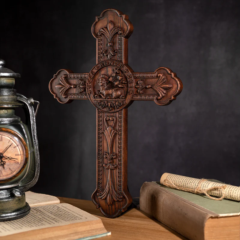 Limited Time Easter Sale: Lamb of God Wooden Cross Wall Decoration - Passover Lamb