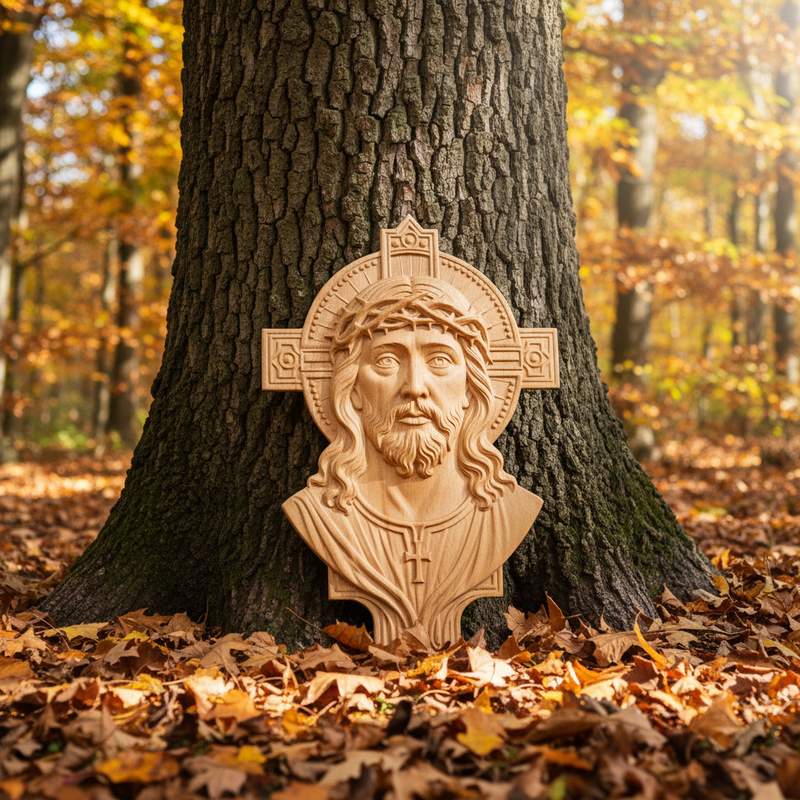 Jesus Plaque – Dark Wood Wall Spotlight
