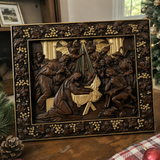 Krippe Holz geschnitzte Plakette, natürliche Buche Massivholz Religiöses Geschenk, Christliches Weihnachts geschenk