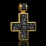 Double-Sided S925K Sterling Silver Sacred Heart and Saint Cross Pendant—Your Daily Spiritual Companion