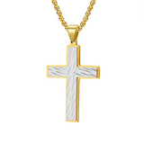 Diagonal Line Textured Cross Necklace – Minimalist Faith, Bold Contrast