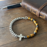 Men's Tiger Eye Cross Bracelet