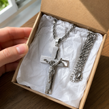 Stainless Steel Cross Pendant with Scripture – Comes with a 24-inch chain