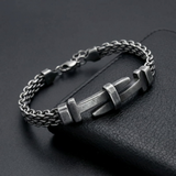 Nails‑Shaped Cross Mesh Chain Stainless Steel Bracelet - design detail