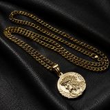 Jesus Thorn Crown Coin Necklace, 316L Titanium Steel Men Pendant