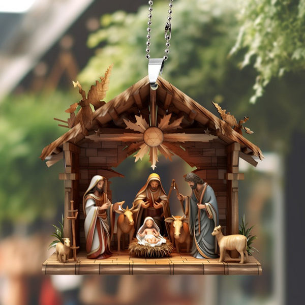 7 Styles Nativity Scene Acrylic Pendants | Christian Christmas Decor for Car Rearview Mirror, Backpack & More